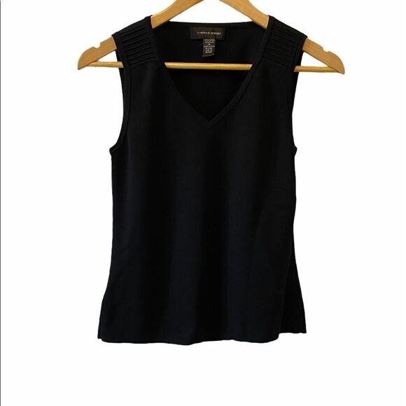 CABLE & GUAGE Black Knit Wide Strap Tank Top S - Picture 1 of 5
